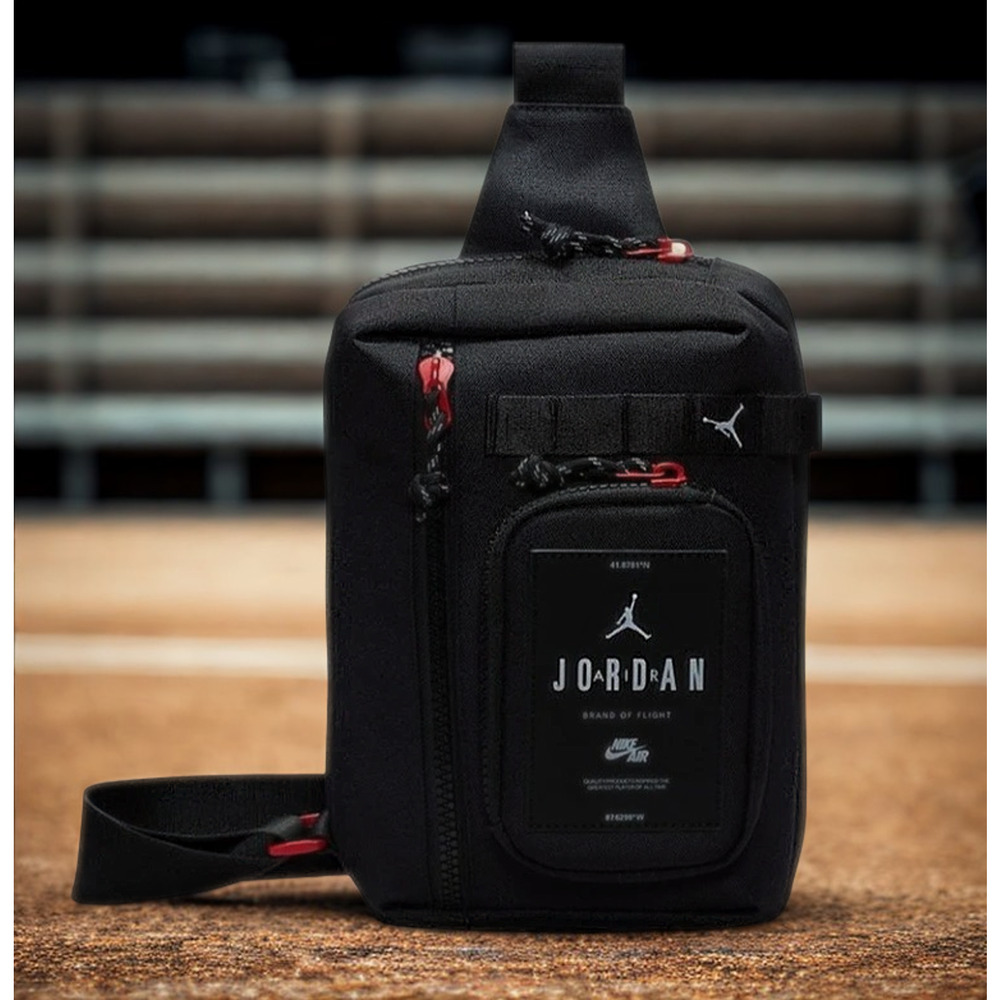 Jordan Black Messenger Bag with Red Accents